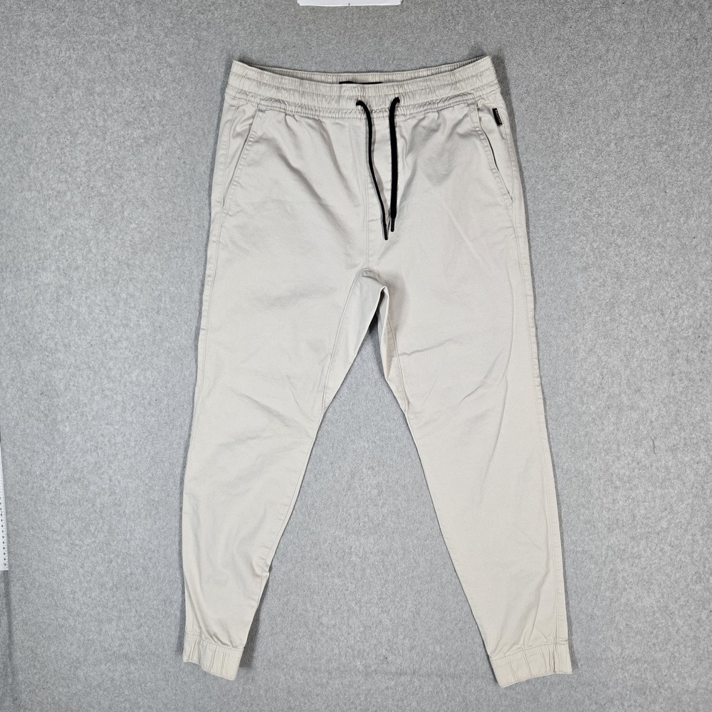 Hollister Men Pants S Beige Joggers Jogger Skinny Drawstring Slim 27" Inseam